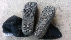 僕が履いているスパイク付き地下足袋(裏面)